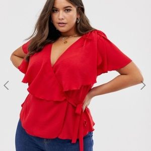 ASOS DESIGN Curve wrap top with cape detail